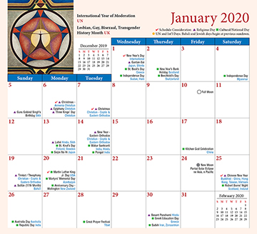 2020 Multicultural Desktop Calendar Diversity Desktop Calendar